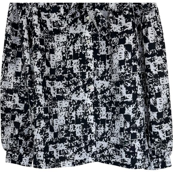 Jonquil by Judy Bond Blouse 22W 42 Plus Size Black White Abstract Bow Tie - Picture 4 of 15